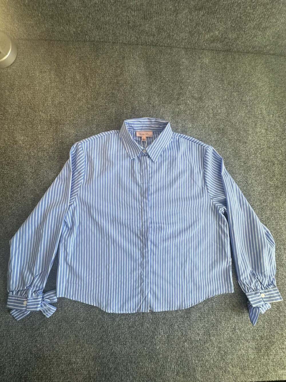 Colette Rose New Striped Button-Down Shirt Size L Blue